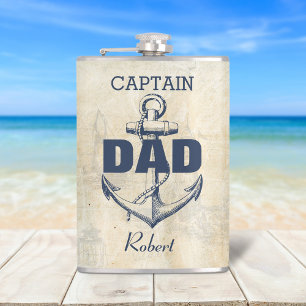 Personalisierter nautischer Anker Captain Dad Flachmann