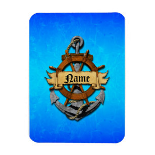 Personalisierter nautischer Anker und Steuer Magnet