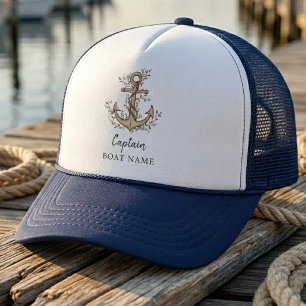 Personalisierter nautischer Kapitän Boot Name Anke Truckerkappe