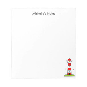Personalisierter nautischer Leuchtturm zum Schreib Notizblock