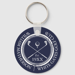 Personalisierter Navy-Blauer Golfclub-Name Schlüsselanhänger