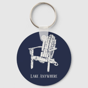 Personalisierter Navy Blue und White Adirondack-Le Schlüsselanhänger