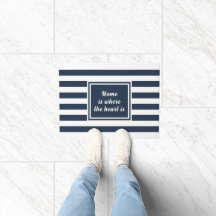 Personalisierter Navy Blue & White Strip