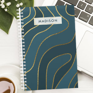 Personalisierter Navy- und Gold-Abstrakt Planer