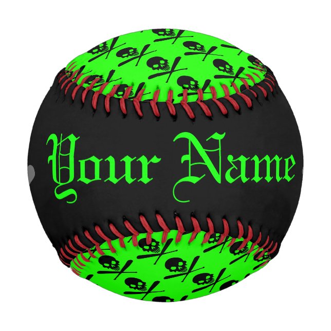 Personalisierter Neon Baseball-Schädel und überkre Baseball (Vorderseite)