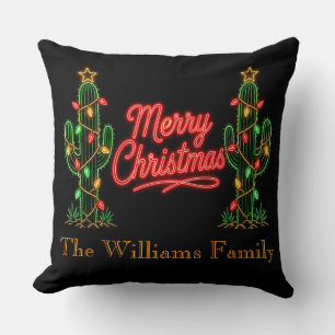 Personalisierter Neon-Weihnachtskaktus-Dekor Kissen