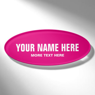 Personalisierter neonrosa Magnetname Abzeichen Namenschild