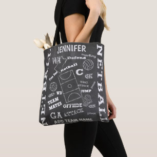 Personalisierter Netball-Chalkboard-Stil Tasche