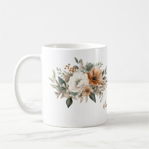 Personalisierter neutraler Wasserfarben-Blumenstra Kaffeetasse