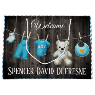 Personalisierter New Baby Boy Große Geschenktüte