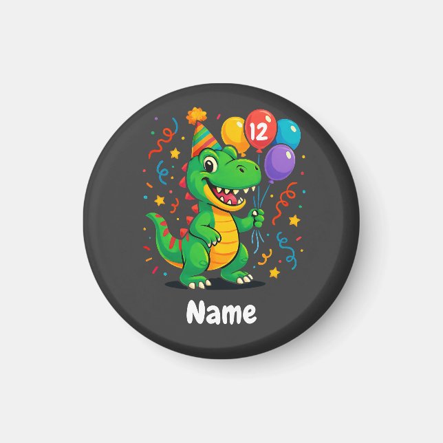 Personalisierter Niedliche Geburtstag Dino Kids Magnet (Vorne)