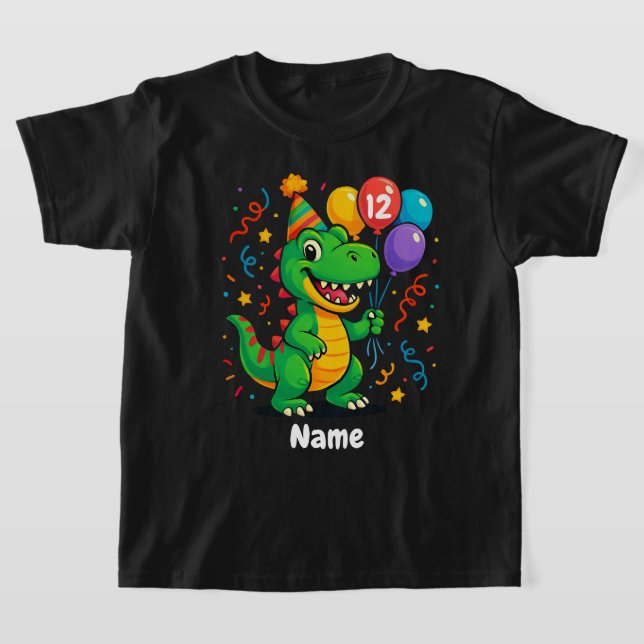 Personalisierter Niedliche Geburtstag Dino T-Shirt (Ablage )