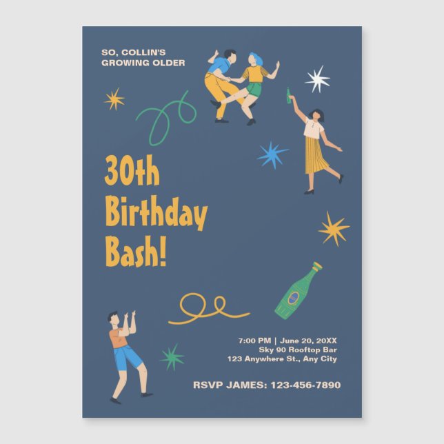 Personalisierter niedliche Geburtstag Magneteinladung (Vorderseite)