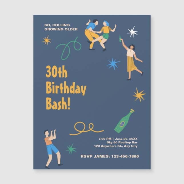 Personalisierter niedliche Geburtstag Magneteinladung (Vorderseite)