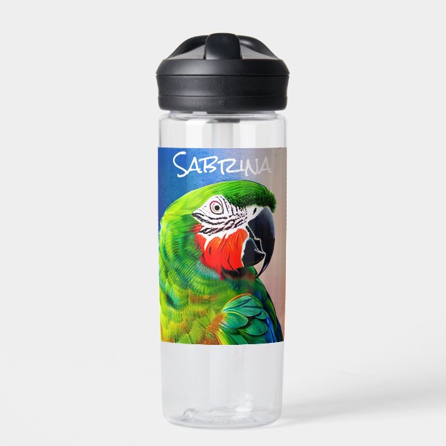 Personalisierter Niedlicher AI-Generierter Papagei Trinkflasche (Vorderseite)