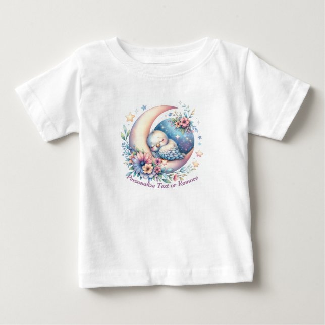 Personalisierter Niedlicher Baby Bird Schlafen auf Baby T-shirt (Vorderseite)