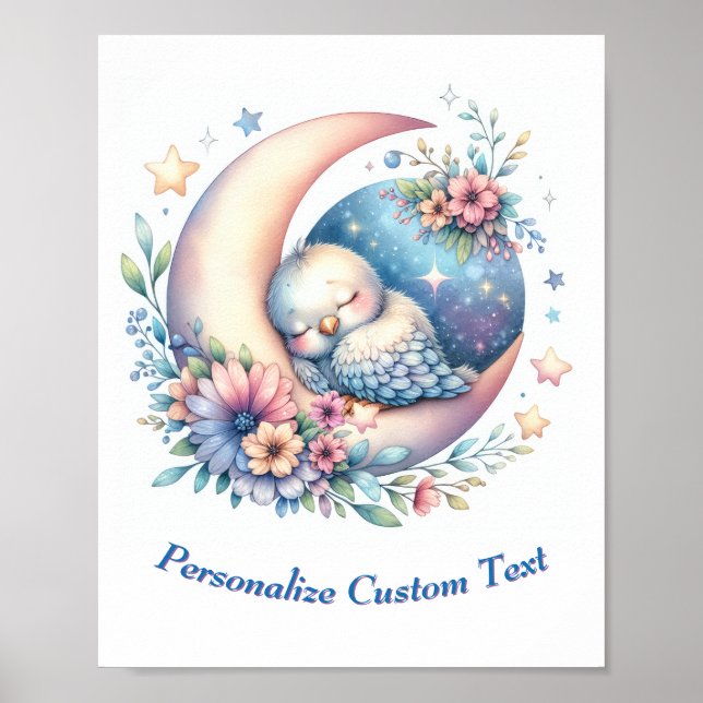 Personalisierter Niedlicher Baby Bird Schlafen auf Poster (Vorne)