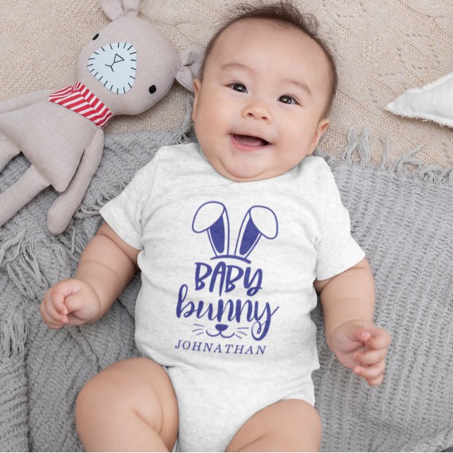 Personalisierter Niedlicher Baby Bunny Oster Baby Strampler (Personalized Cute Boy Baby Bunny Easter Baby Bodysuit)