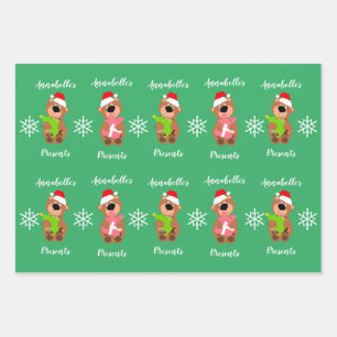 Personalisierter Niedlicher Bär Frohes Weihnachts Geschenkpapier Set
