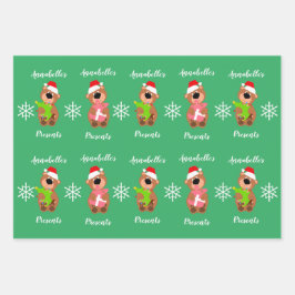 Personalisierter Niedlicher Bär Frohes Weihnachtsg Geschenkpapier Set