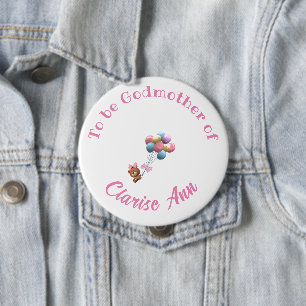 Personalisierter Niedlicher Bär und Balloons Button