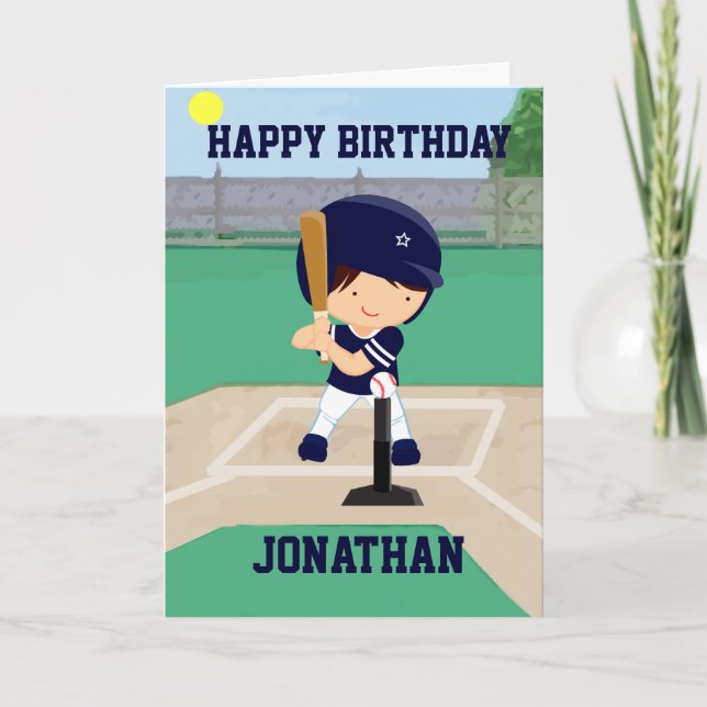 Personalisierter Niedlicher Baseball-Cartoon Karte (Vorderseite)