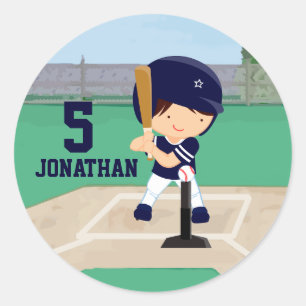 Personalisierter Niedlicher Baseball-Cartoon Runder Aufkleber