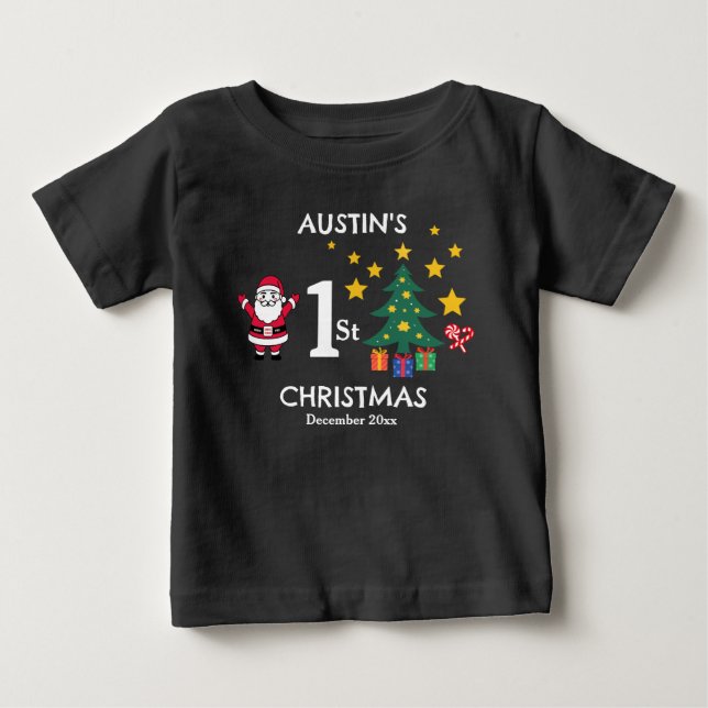 Personalisierter Niedlicher Black Baby Boy's 1. We Baby T-shirt (Vorderseite)