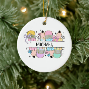 Personalisierter Niedlicher Bleistift - zurück in Keramik Ornament