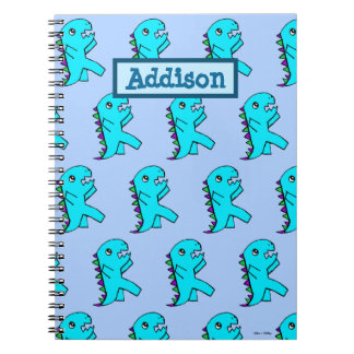 Personalisierter Niedlicher Blue Dinosaurier Notizblock