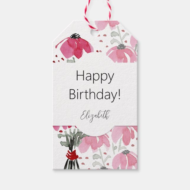 Personalisierter Niedlicher Boho Pink Geschenkanhänger (Vorderseite)