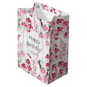 Personalisierter Niedlicher Boho Pink Mittlere Geschenktüte