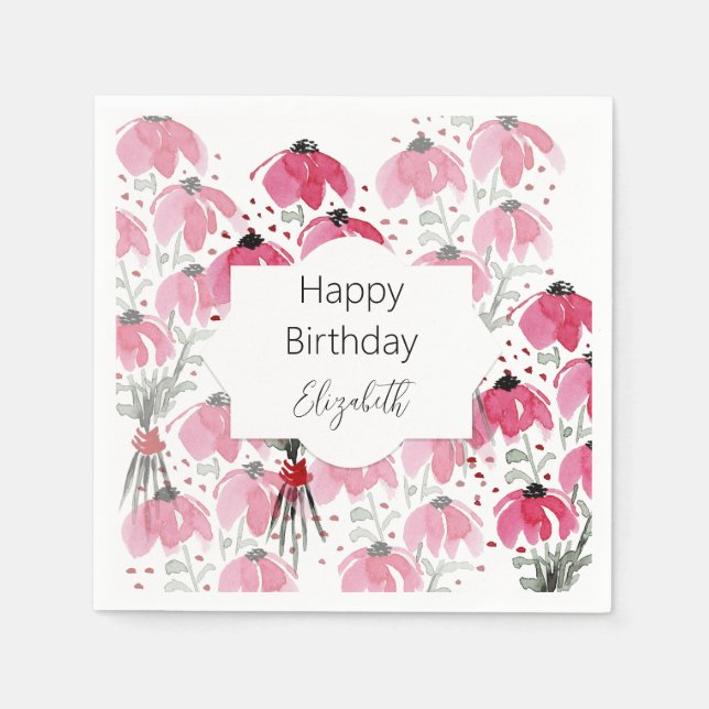 Personalisierter Niedlicher Boho Pink Serviette (Vorderseite)