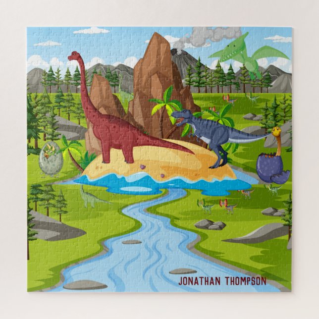 Personalisierter Niedlicher Cartoon Dinosaurier Gr (Vertikal)