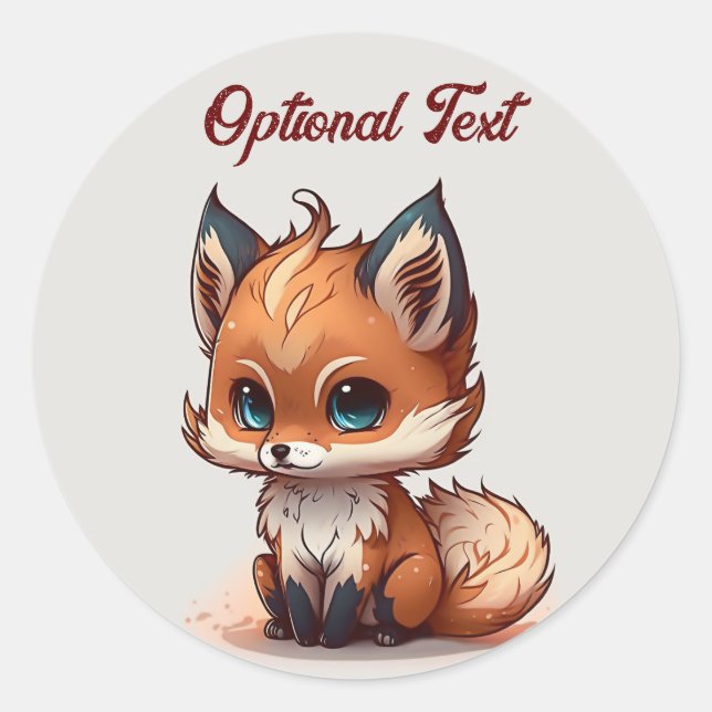 Personalisierter Niedlicher Cartoon Fox Runder Aufkleber (Vorderseite)