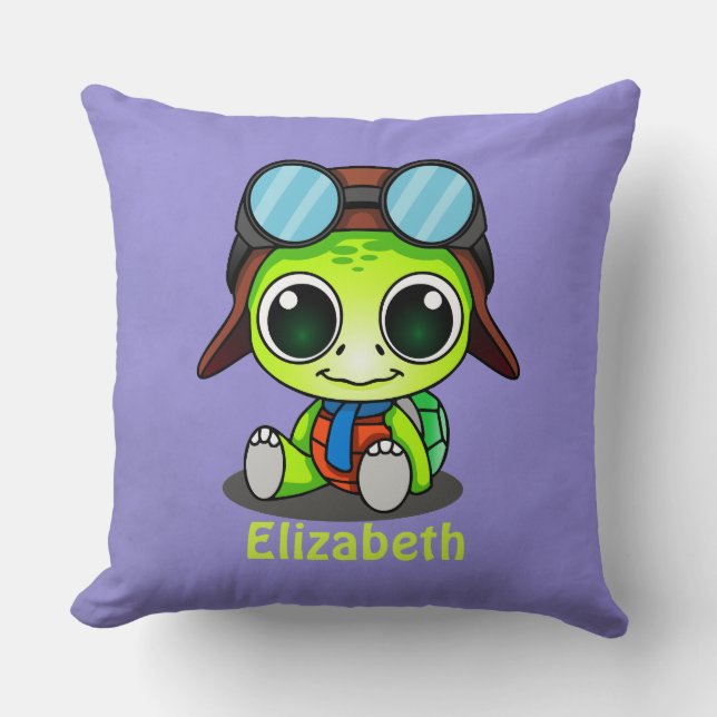 Personalisierter Niedlicher Chibi Turtle in Aviato Kissen (Vorderseite)