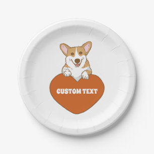 Personalisierter Niedlicher Corgi Welpenhund Pappteller