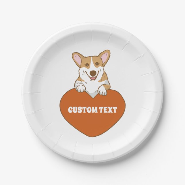 Personalisierter Niedlicher Corgi Welpenhund Pappteller (Vorderseite)
