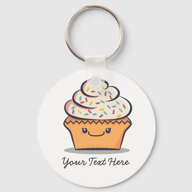 Personalisierter Niedlicher Cupcake-Schlüsselanhän Schlüsselanhänger (Vorderseite)