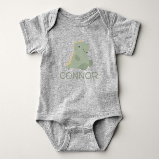 Personalisierter Niedlicher Dinosaurier Baby Bodys Baby Strampler (Vorderseite)