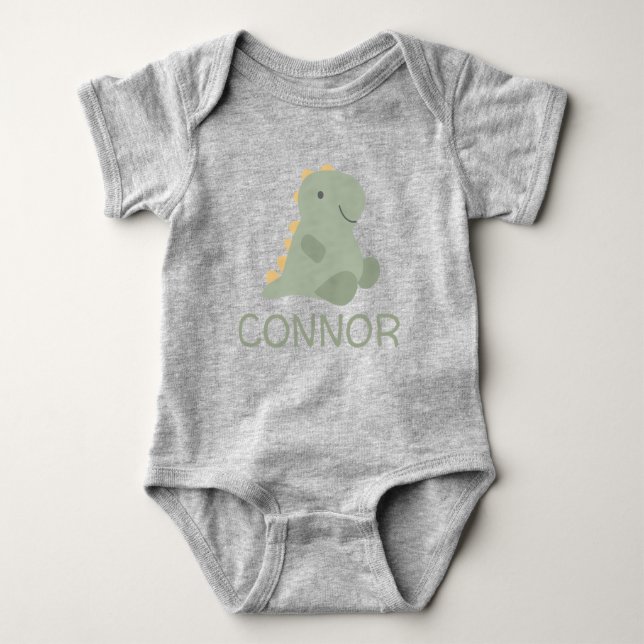 Personalisierter Niedlicher Dinosaurier Baby Bodys Strampler (Vorderseite)