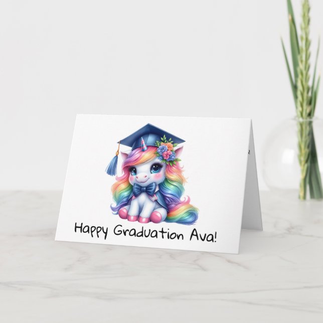 Personalisierter Niedlicher Einhorn Kindergarten A Karte (Vorderseite)