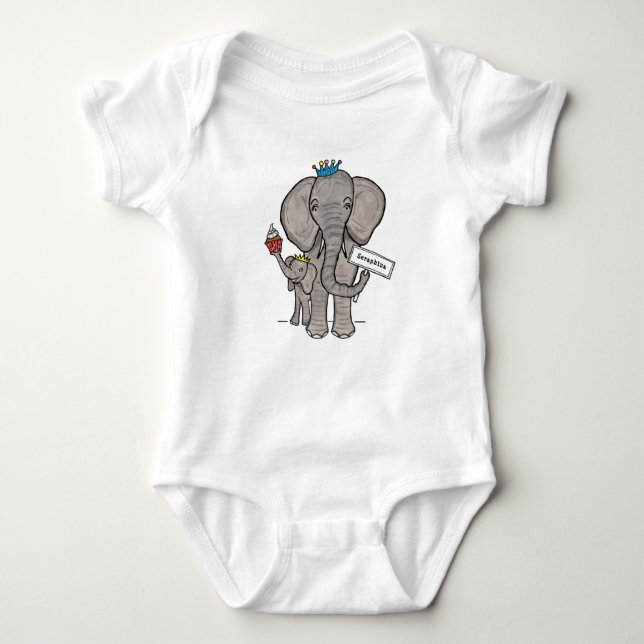 Personalisierter Niedlicher Elefant und Baby Strampler (Vorderseite)