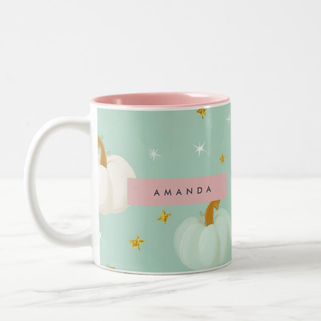 Personalisierter Niedlicher Fall Minze Grüne Paste Zweifarbige Tasse (Links)
