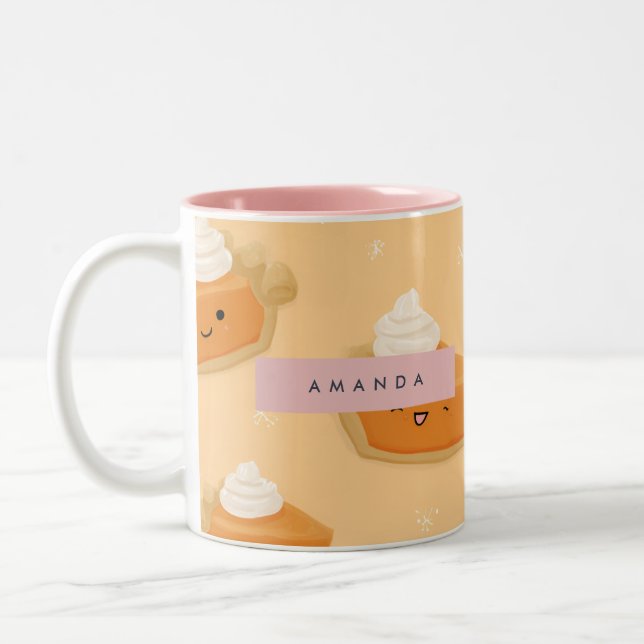 Personalisierter Niedlicher Fall Pumpkin Pie Whipp Zweifarbige Tasse (Links)