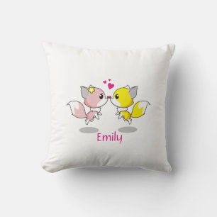 Personalisierter Niedlicher Fox in Gelb & Rosa mit Kissen
