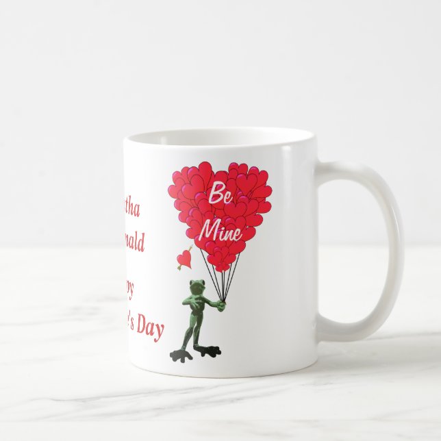 Personalisierter niedlicher Frosch Valentinstag Kaffeetasse (Rechts)