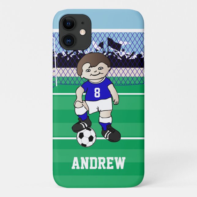 Personalisierter niedlicher Fußballjunge Case-Mate iPhone Hülle (Rückseite)