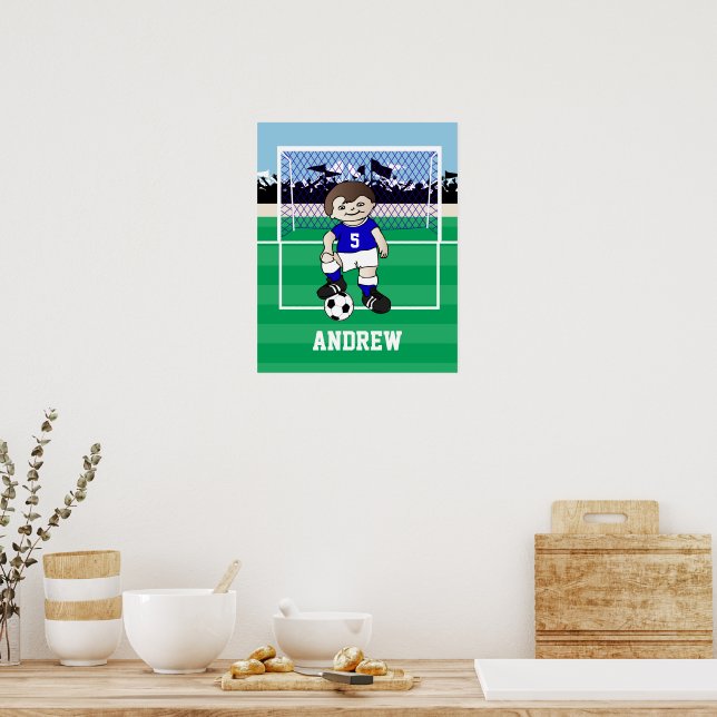 Personalisierter niedlicher Fußballjunge Poster (Küche)
