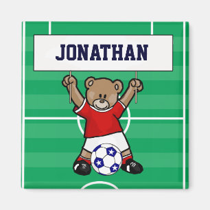 Personalisierter niedlicher Fußballteddy-Bär (ro Magnet